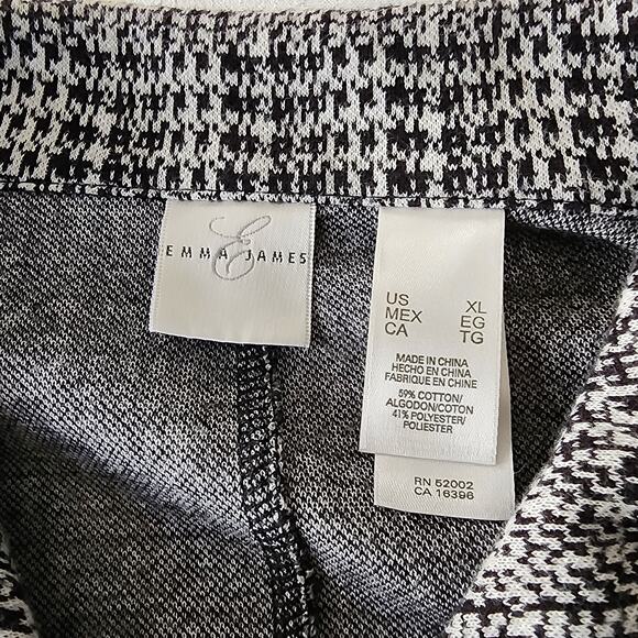 Emma James Black White Knit Jacket XL Button Front Layering Piece - Picture 5 of 6